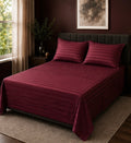 Wine Red Microfiber Bedsheet Set - Standard Double Size Bedsheet with 2 Pillow Cover