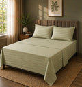 Light Green Microfiber Bedsheet Set - Standard Double Size Bedsheet with 2 Pillow Cover