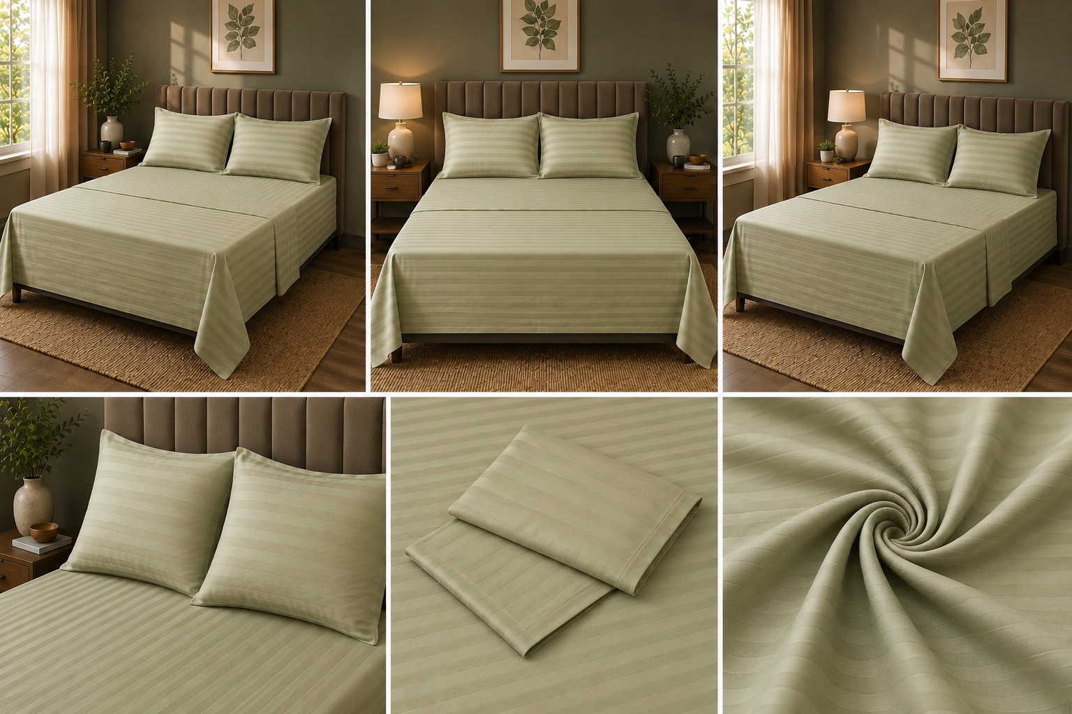 Light Green Microfiber Bedsheet Set - Standard Double Size Bedsheet with 2 Pillow Cover