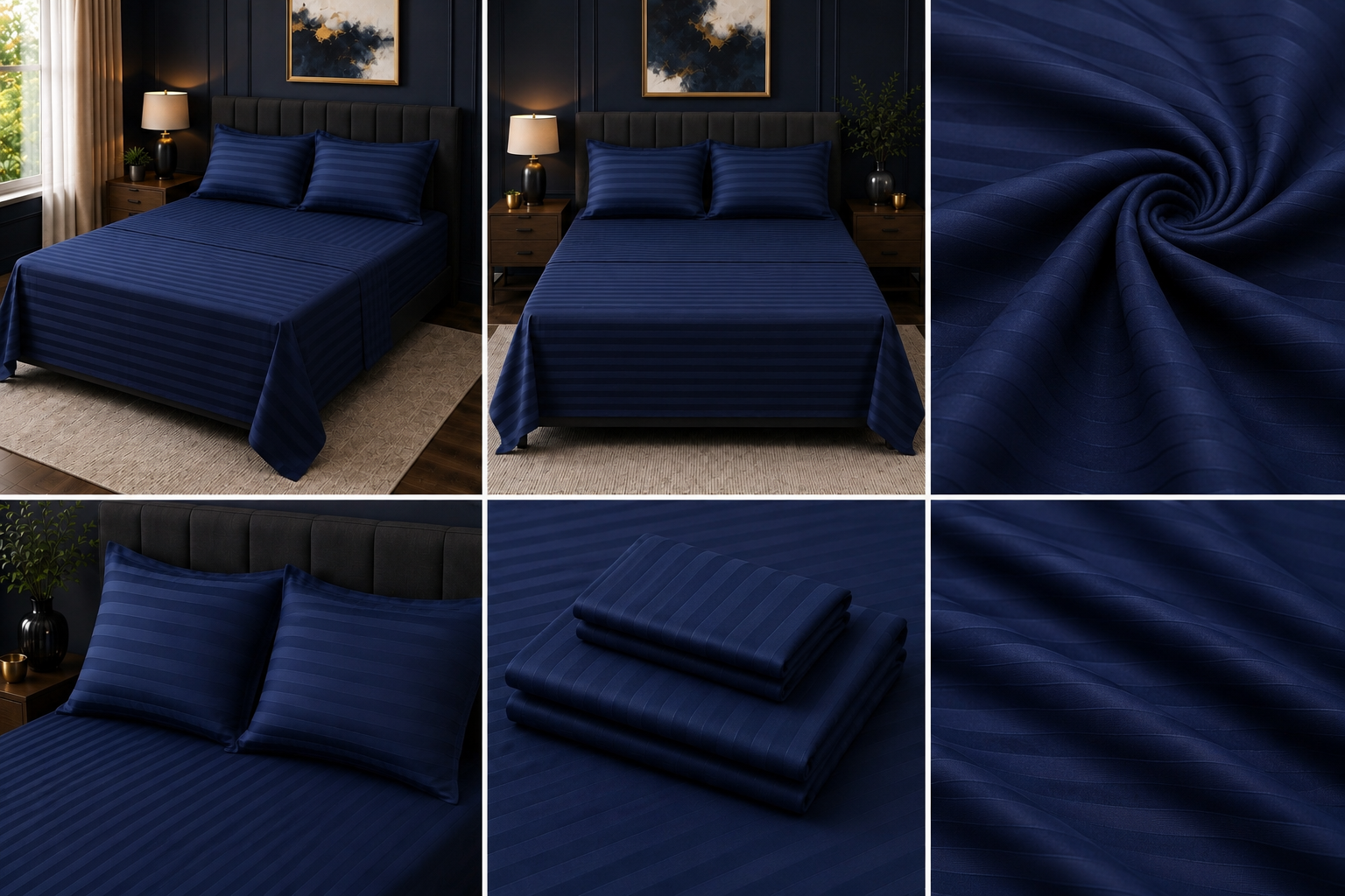 Blue Microfiber Bedsheet Set - Standard Double Size Bedsheet with 2 Pillow Cover