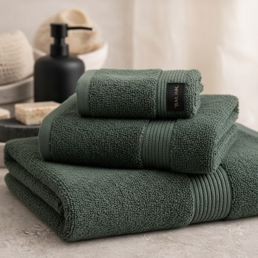 Malmal Dark-Green Towel Bundle (3-Piece Set)