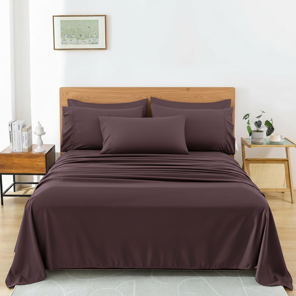 Plum Microfiber Bedsheet Set