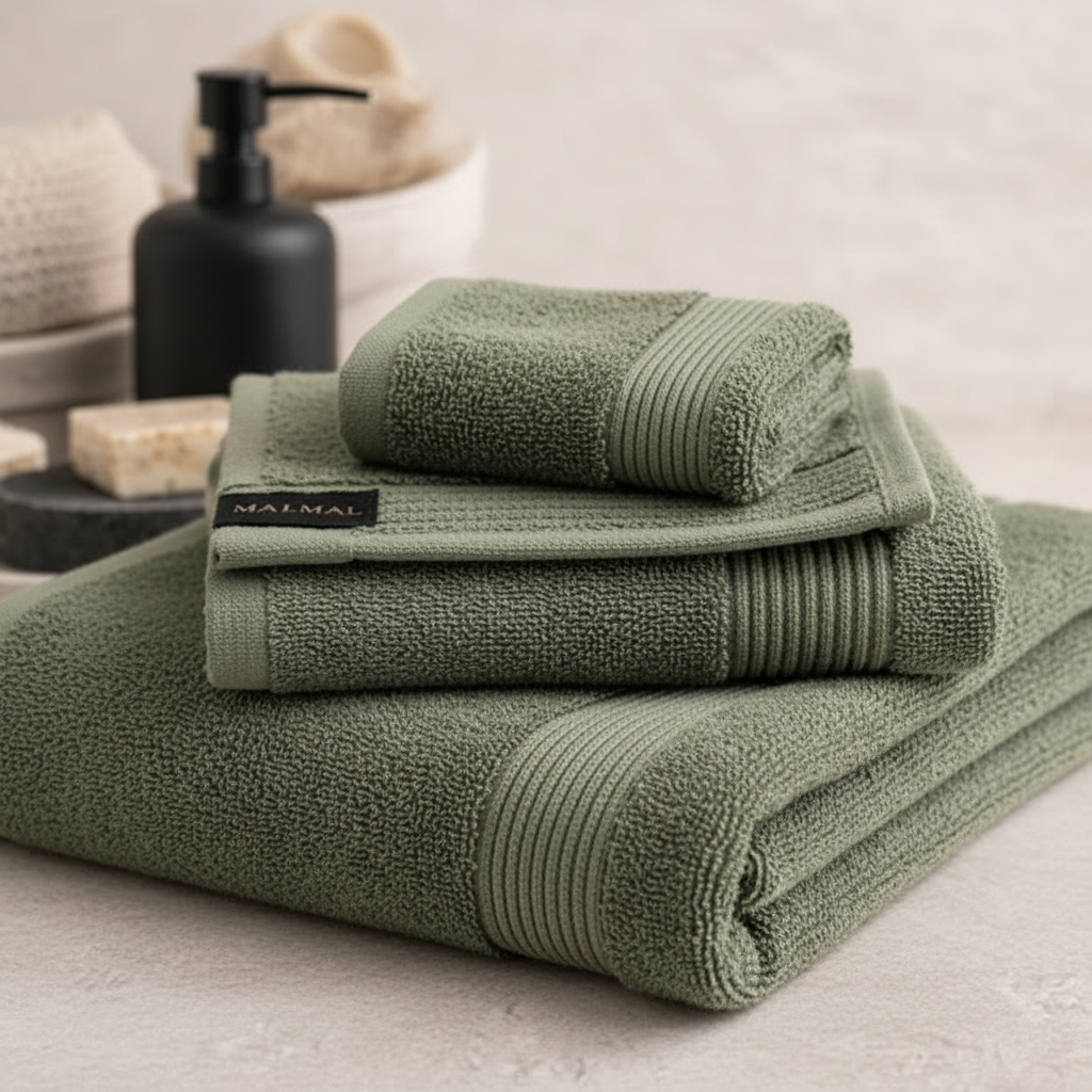 Malmal Dark-Green Towel Bundle (3-Piece Set)