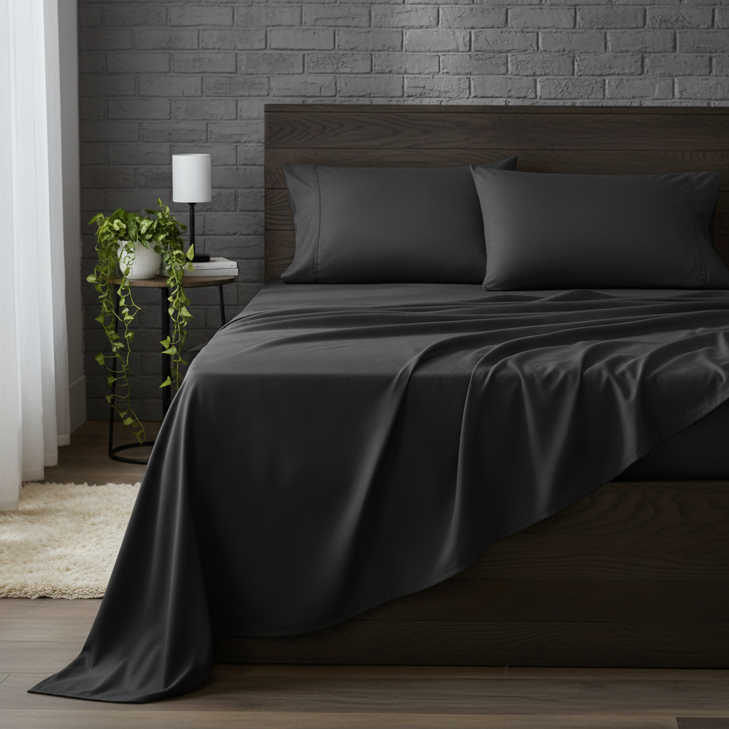 Black Microfiber Bedsheet Set
