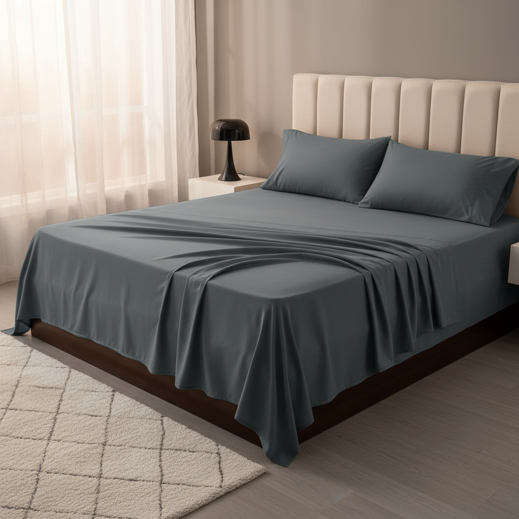 Grey Microfiber Bedsheet Set