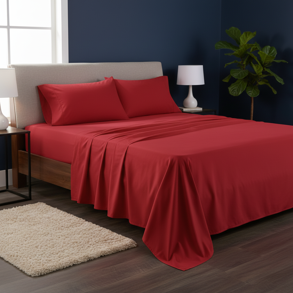 Red Microfiber Bedsheet Set