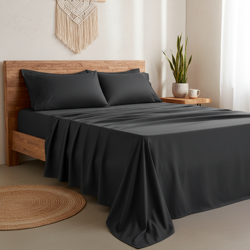 Black Microfiber Bedsheet Set