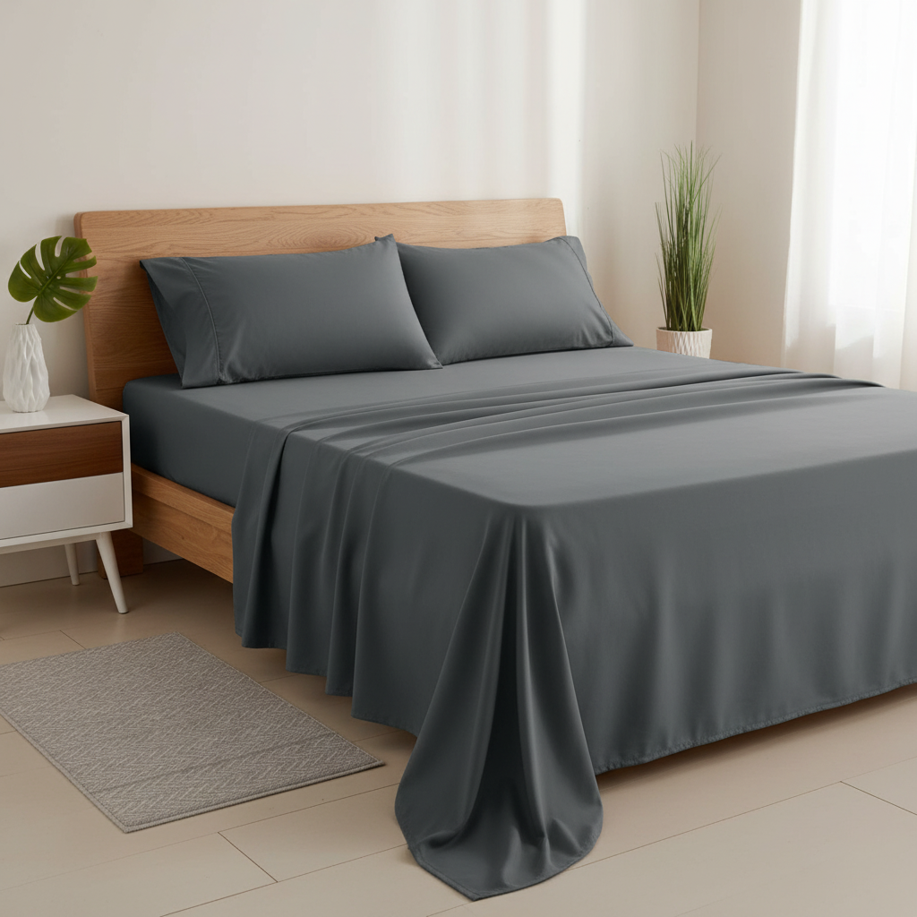 Grey Microfiber Bedsheet Set