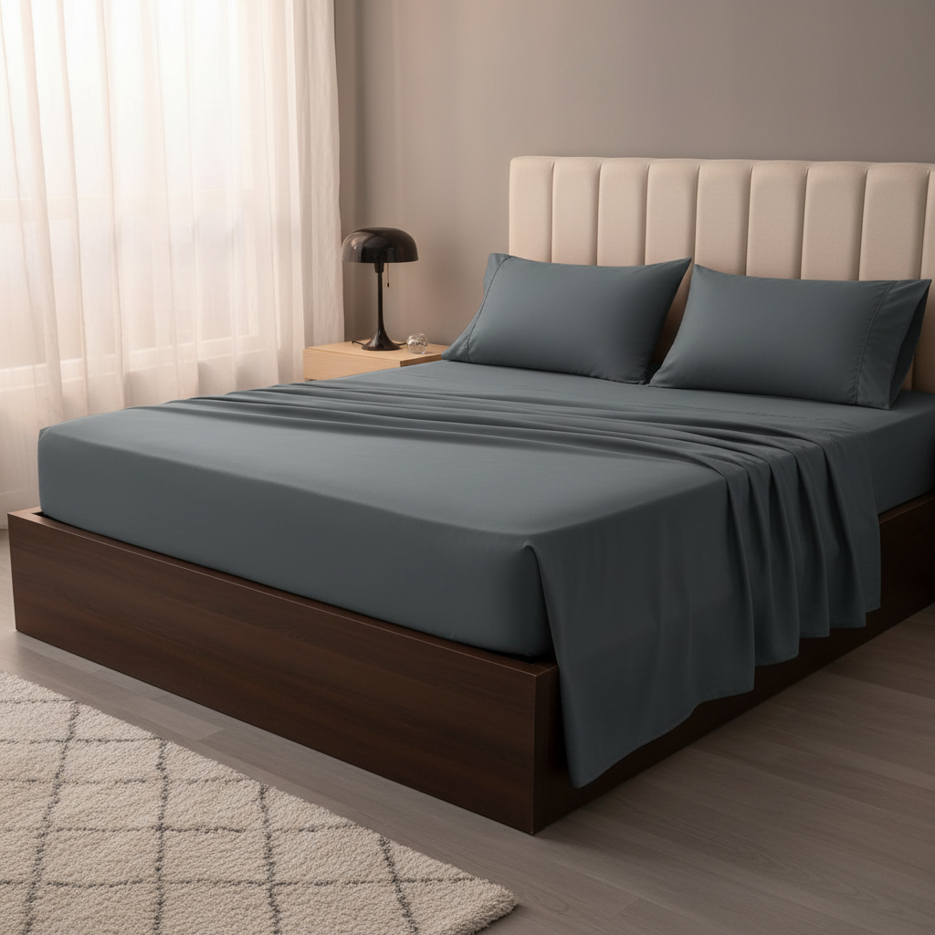 Slate Grey Microfiber Bedsheet Set