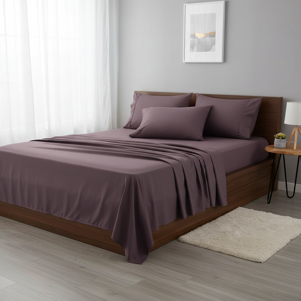 Plum Microfiber Bedsheet Set