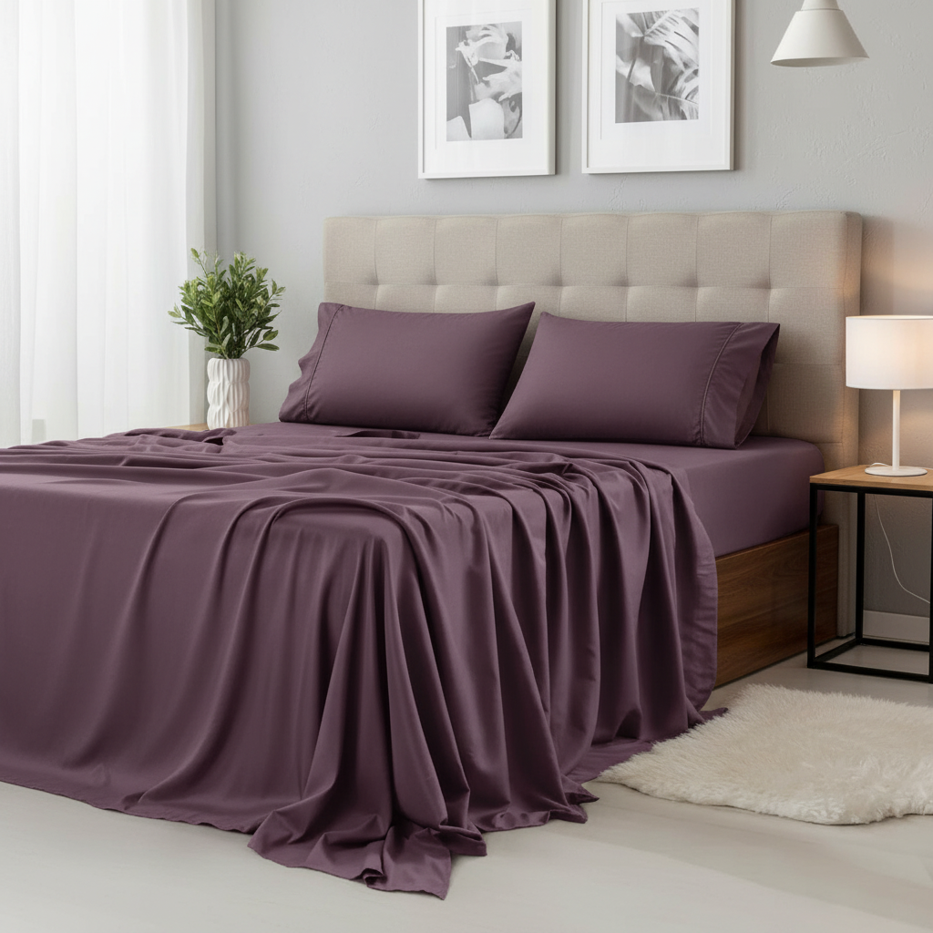Plum Microfiber Bedsheet Set