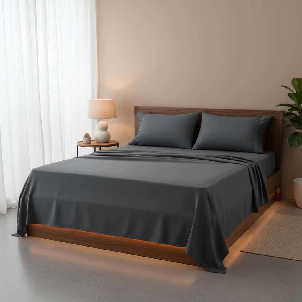 Slate Grey Microfiber Bedsheet Set