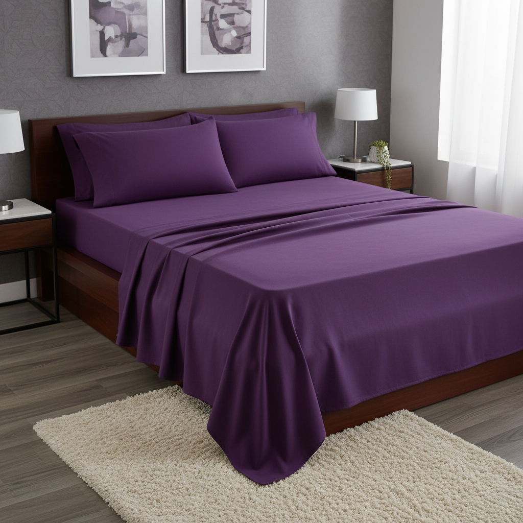 Purple Microfiber Bedsheet Set