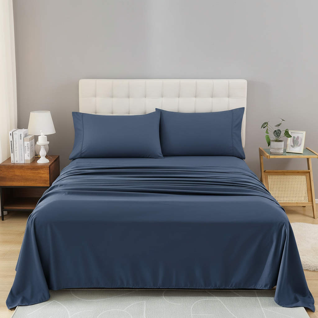 Blue Microfiber Bedsheet Set