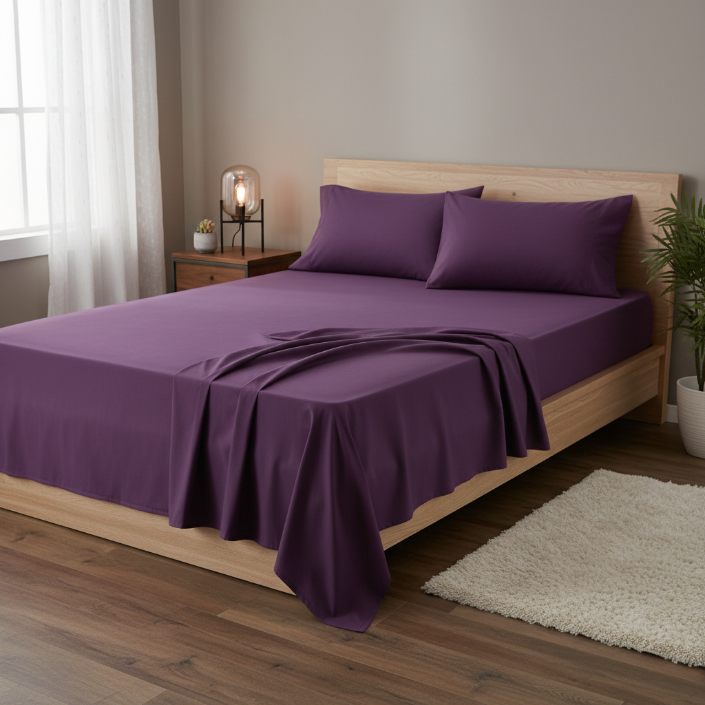 Purple Microfiber Bedsheet Set