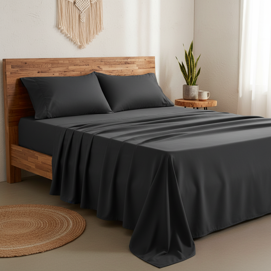 Black Microfiber Bedsheet Set