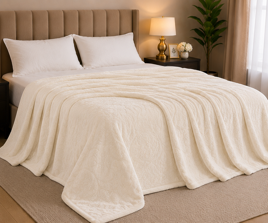 Ivory Cream Premium AC Blanket